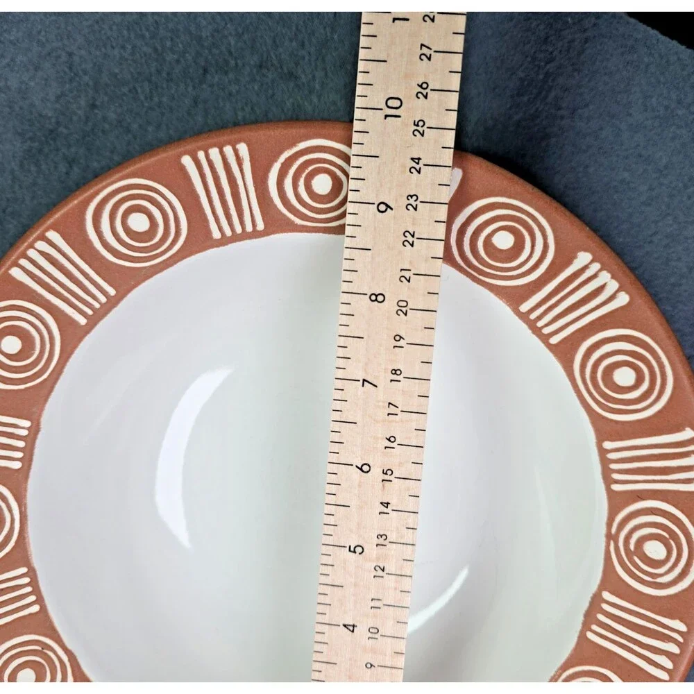 Pottery Barn 10 Inch Terracotta Geometric Bowl Boho Farmhouse Chic Modern Decor
